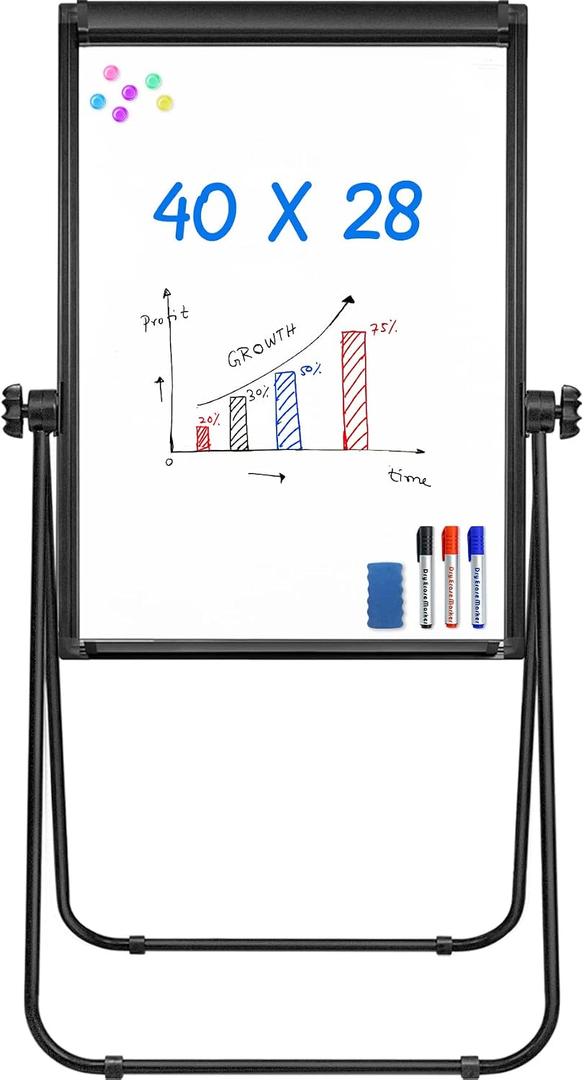Maxtek Stand Whiteboard 40 x 28 in, Magnetic Dry Erase Easel
Portable Easel Board With Stand, Flipchart Hooks, Magnetic Writing Surface For Classroom, Office And Home