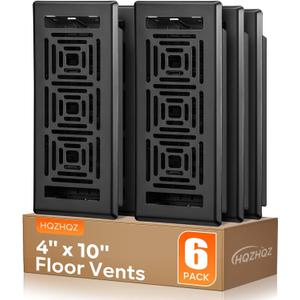 Floor Register 4x10, Heavy Duty Walkable Steel Floor Vent Covers, Easy Adjust Air Flow Direction Floor Registers, Black Floor Vents, Boston Design Air Vents for Home