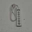 GE 6-Outlet Surge Protector, 4 Ft Extension Cord, Power Strip, 800 Joules, Flat Plug, Twist-to-Close Safety Covers, Protected Indicator Light, ETL Listed, White, 33658