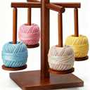 OYPGUE Upgraded Yarn Holder for Crocheting, Yarn Spinner with 4 Spindles Magnetic Rotating Anti-Tangle for Multi-Color Crochet, Fair Isle, Tapestry & Colorwork Projects (Brown)