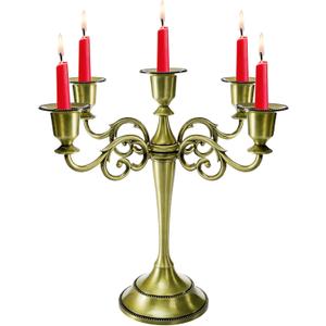 YOUEON 5 Arm Brass Candelabra, Candelabra Candle Holder, 10 Inch Tall Candlesticks Holder, Elegant Taper Candle Holder Centerpiece for Wedding, Church, Halloween, Dining, Home Decor