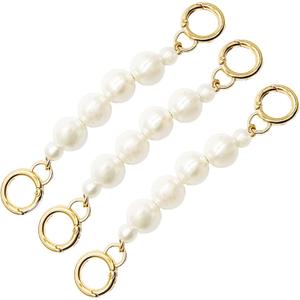 3 Pcs Bag Strap Extender Artificial Pearl,Extended Your Bag Metal Chain Length,Replacement Bag Chain Strap for Purse Clutch Handbag (Gold)