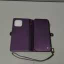 Defencase Compatible with iPhone 14 Pro Max Case Wallet with RFID Blocking Card Holder for Women Men, PU Leather Magnetic Snap Flip Zipper Strap Wallet Phone Case Fit for iPhone 14 Pro Max 6.7, Purple