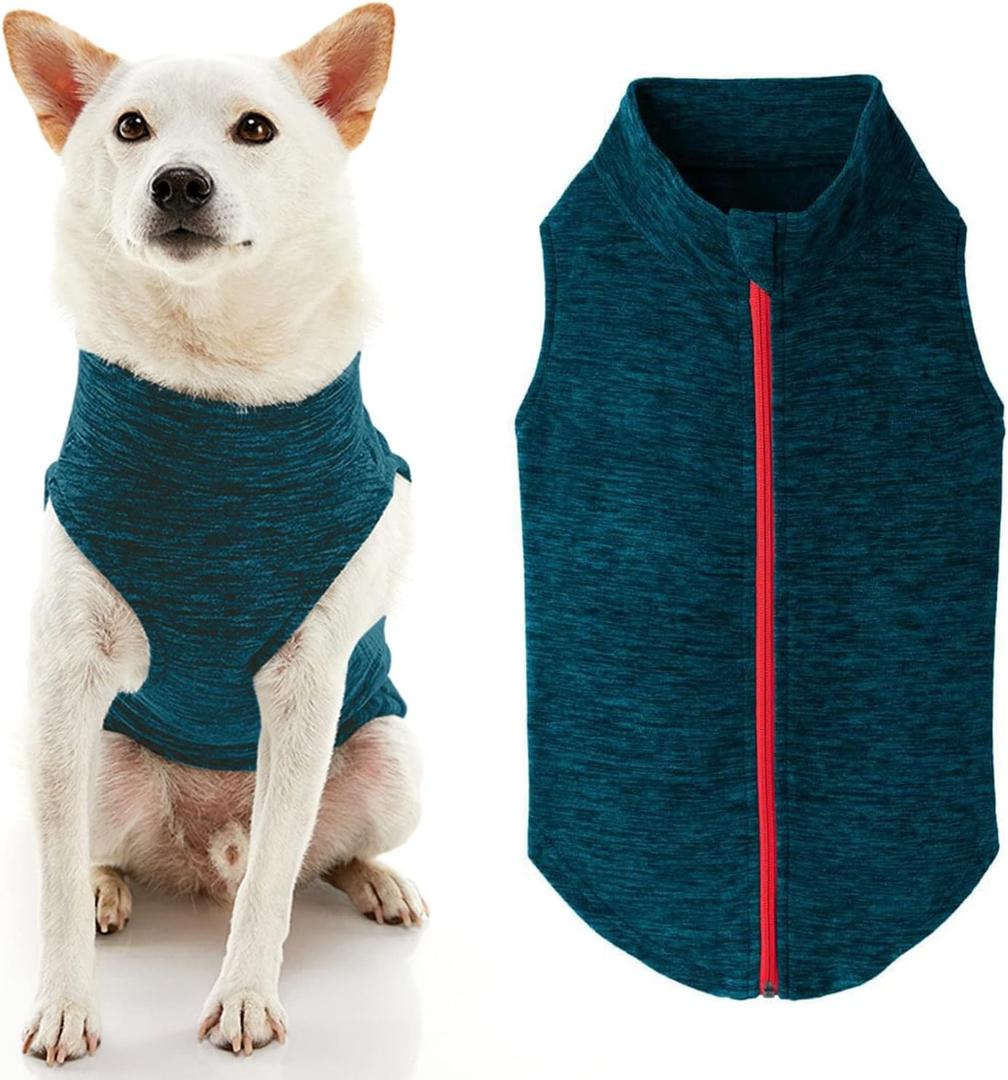 Gooby - Zip Up Fleece Vest, Fleece Jacket Sweater with Zipper Closure and Leash Ring, Turquoise Wash, 3X-Large (3X-Large chest (~28.5"))