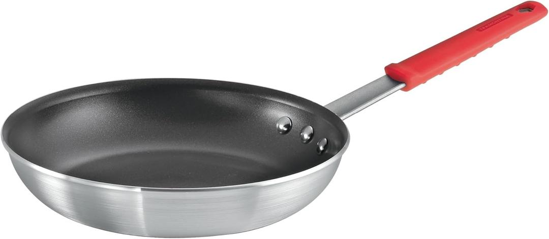 Tramontina Professional 10-Inch Non Stick Frying Pan, Heavy-Gauge Aluminum Skillet with Reinforced Nonstick Coating, Red Handle, Dishwasher and Oven Safe