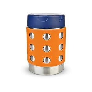 LunchBots Thermal 12 oz Triple Insulated Thermo - Hot 6 Hours or Cold 12 Hours - Leak Proof Thermo Soup Jar - All Stainless Interior - Navy Lid - Green Dots