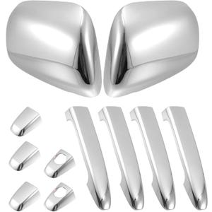 X AUTOHAUX 1 Set Car Exterior Chrome Plated Mirror Cover Door Handle Cover Cap Overlay for Toyota Tacoma 2005-2010