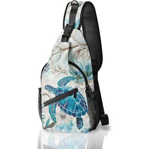 Qceqkul Sea Turtle Sling Bag for Women Casual Crossbody Bag with Adjustable Strap Sling Backpack for Daily Use Travel Hiking Cycling