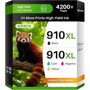 910XL Ink Cartridges Combo Pack 8015e 8025e Compatible for HP Ink 910 910XL ink cartridges Work with OfficeJet 8015e 8025e 8010 OfficeJet Pro 8025e 8028e 8020 8035 Printers (Black Cyan Magenta Yellow)