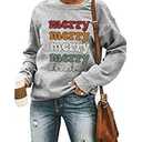 Christmas Tree Sweatshirt for Women : Merry Christmas Graphic Sweater Xmas Holiday Long Sleeve Pullover Tee Top, L