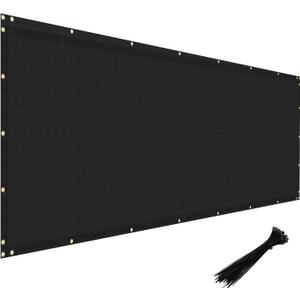 Windscreen4less Privacy Fence Screen Heavy Duty Windscreen Fencing Mesh Fabric Shade Net Cover with Brass Grommtes for Outdoor Wall Garden Yard Pool Deck, 5'x12' Black