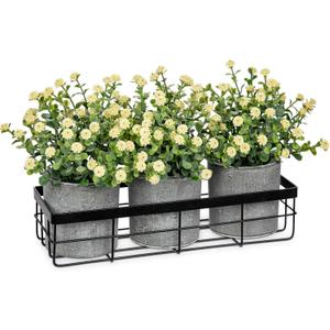 DILATATA Baby's Breath Artificial Flowers Table Centerpiece Decoration Potted Artificial Babys Breath Small Fake Plants for Shelf Desk Home Decor Fake Yellow Babys Breath Flower with Vase