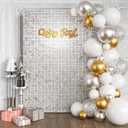 Matte White Sequin Wall Backdrop 24PCS, Black Back Not See-Through Design, Square Sequin Glitter Backdrop Panel, Perfect for Outdoor Events, Birthdays, Wedding and Party Decoration