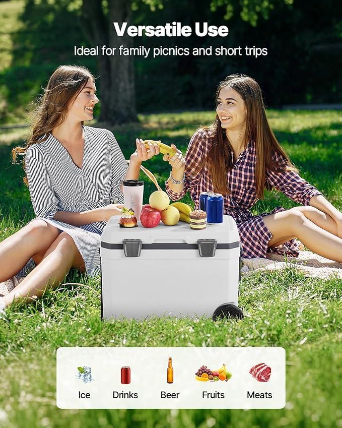 VEVOR Ultra-Light Hard Cooler, Ice Retention Cooler with Heavy Duty Handle, Ice Chest Lunch Box for Camping, Travel, Outdoor, Keeps Cool for up to 6 Days, 30% Lighter Than Rotomolded Coolers (size: 22.83 x 17.32 x 15.75 inches ( 45QT ) with wheels)