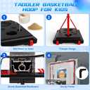 Basketball Hoop for Kids, 4 in 1 Kids Basketball Hoop and T Ball Set with Hanging Baseball Hoop, Toddler Basketball Toys, 2.98-5.8ft Adjustable Basketball Set for Indoor & Outdoor Backyard Sport Game