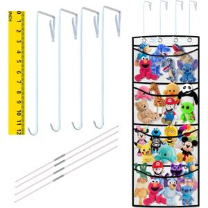 stuffed animal storage,The solution you have been looking for,stuff animal organizer,Holds a lot,toy storage,Way better than the ceiling hammocks,over the door,stuffy storage,White+Black