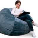 Big Joe Fuf 3.5Ft Foam Bean Bag Chair for Kids, Teens, Slate Blue Plush Soft Polyester, 3.5 Foot Large Ultra-Soft Seat for Gaming, Bedroom, Reading Nook