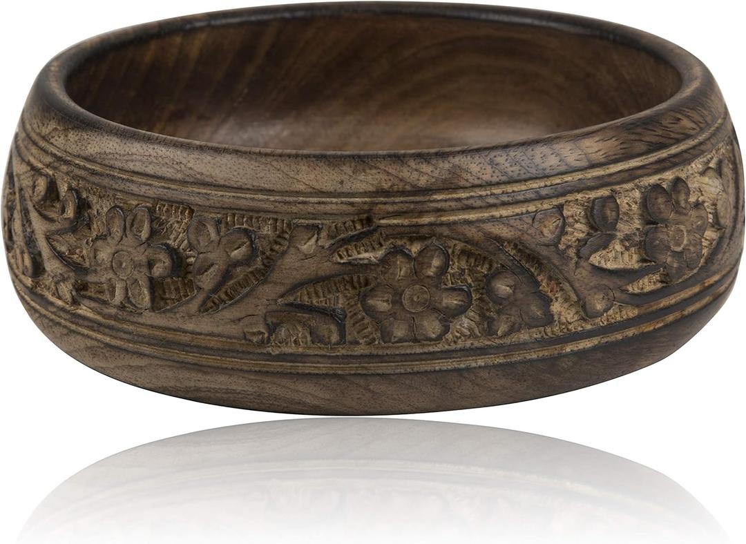 Beautiful Handmade 6 x 2" Decorative Mango Wood Snack Serving Bowl For Dry Fruits Chips Coffee Table Countertop Display Key Bowl Tableware Kitchen Living Room Home Decor Accents Dinnerware (Antique) (Antique Finish)