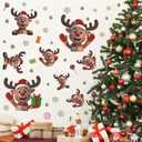 Christmas Window Clings Reindeer, Xmas Elk Wall Decals, Christmas Reindeer Wall Stickers, Xmas Snowflake Window Stickers, Xmas Candy Giftbox Wallpaper for Party Home Living Room Bedroom