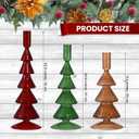 Mumufy 3 Pcs Christmas Tree Taper Candle Holder Christmas Glass Candlestick Holders Xmas Tree Candle Stick Vase for Xmas Centerpiece Festival Party Table Decor