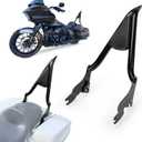 22 inch Sissy Bar, PSLER Detachable Passenger Backrest Rear Pad for Touring Street Glide Road Glide Electra Glide Road King FLHR FLHX FLHT FLTR 2009-2024