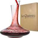 Le Chateau Large Elegant Crystal Wine Decanter with Aerator 750ml Glass Decanter Hand-Blown Lead-Free Clear Glass Carafe with Aerator Hand Held Gifts Red Wine Accessories/for Wine Lovers