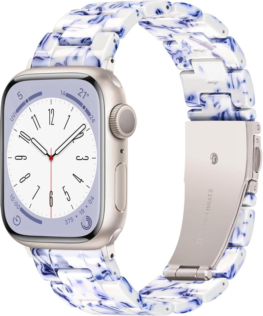 Lightweight Resin Band For Apple Watch Series, Fashion Adjustable Replacement Strap for iWatch Bands for Women Men Unique Blue and white Porcelain for Starlight, 38mm/40mm/41mm/(42mm Series 11/10)