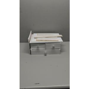 Bamboo Desk Organizer with Drawers Wooden Desktop Storage Drawers for Bills Office Supplies Kitchen Utensils Organizing Tool for Home Classroom Organization No Assembly (3 Drawers, White)