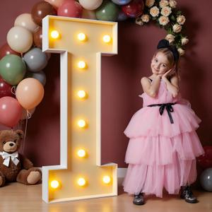 Imprsv 4FT Light Up Letters, Large Light Up Letters for Birthday Party Decor, Wedding Decorations, Arch Kit (Letter I)