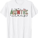 Auntie Claus Xmas Christmas Lights Pajama Family Matching T-Shirt 4XL White