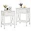 VECELO Modern Versatile Nightstands X-Design Side End Table Night Stand Storage Shelf with Bin Drawer for Living Room Bedroom, Set of 2, White 