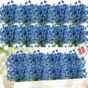 22 Pack Artificial Flowers Outdoor Fake Plants, Faux Flowers UV Resistant with Plastic Plants, Faux Silk Flowers for Outdoors Outside Front Porch Hanging Planter Window Box Garden Decoration(Blue)