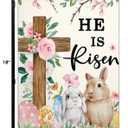 Easter Garden Flags for Outside 12x18 Inch Double Sided He Is Risen Garden Flag Easter Bunny Garden Flag for Outdoor Indoor House Lawn Sign Decor