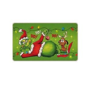 Tailus Green Christmas Decorative Front Door Mat, Xmas Max Dog Hohoho Doormat Indoor Outdoor Non-Slip Floor Entryway Rug, Funny Holiday Home Kitchen Decoration 17x29 Inch