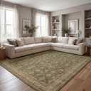 Kuden 9x12 Large Area Rug, Machine Washable Area Rug with Non-Slip Backing, Vintage Style, Soft, Easy Clean, Low Pile Rug for Living Room, Bedroom, Dining Room, 9' x 12' Rectangular