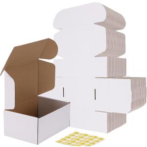 RLAVBL 30 Pack 9x6x4 Shipping Boxes, White Corrugated Cardboard Mailer Box for Packing Mailing Small Business