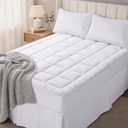 OLANLY Queen Quilted Fitted Mattress Pad  Soft Pillow Top Mattress Topper, Down Alternative Fill, Cooling Comfort Breathable Mattress Cover, Machine Washable Deep Pocket Mattress Protector, White