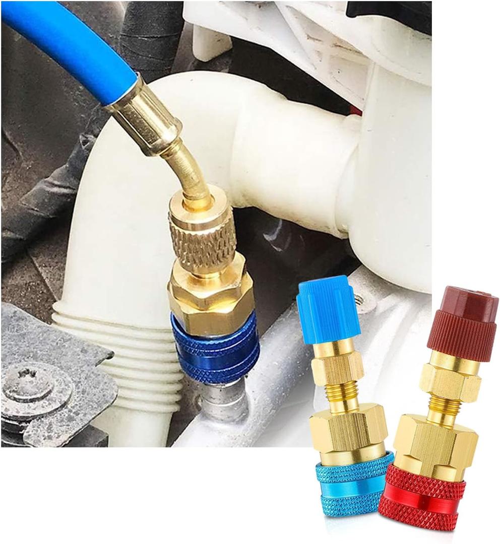 Ziciner R1234YF Quick Couplers Kit, R1234YF to R134A Conversion Kit, High & Low Side Quick Couplers Adapters, Hose Fitting Connector for Car Air Conditioning AC Charging