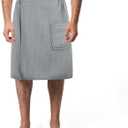 POLYTE Quick Dry Microfiber Waffle Bath Towel Body Wrap for Men, One Size - 20 in. Length x 58 in. Sweep (Gray)