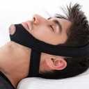 Anti Snore Chin Strap Stop Snoring Sleep Chin Strap Snore Reduction System, Adjustable Sleep Mask Mouth Tape for Sleeping New Anti-Snoring Belt for Men Women Snoring Solution, Black
 2 pack