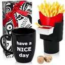 White Elephant Gifts for Adults, Funny Coffee Mug with Finger on the Bottom, French Fry Holder & Sauce Holder Set, Date Night Ideas Food Choice Dice, Gag Gifts Stocking Stuffers for Men Women - Black