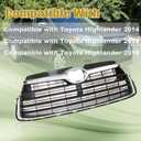 GXARTS Chrome Center Upper Front Grille 53102-0E040 Compatible with Toyota Highlander 2014 2015 2016