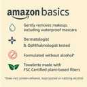 Amazon Basics Makeup Remover Wipes, Gentle Cleansing, Dermatologist Tested, Night Calming, Plant Based, Alcohol-Free, Removes Waterproof Mascara, pH Balanced, 25-Count, 6-Pack