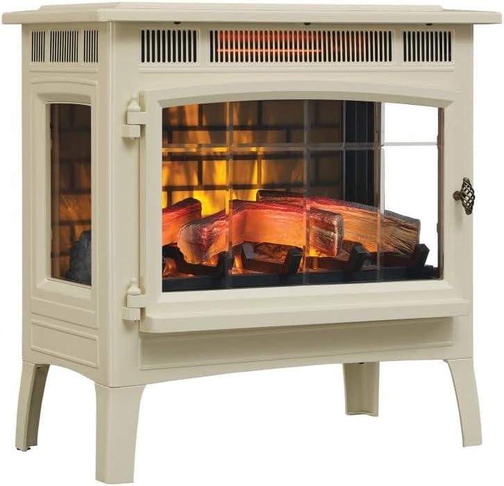 duraflame Freestanding Electric Fireplace Stove Heater with 3D Flame Effect for 1,000 Sq. Ft. Room, Cream