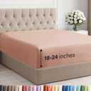Extra Deep Queen Fitted Sheet - Hotel Luxury Single Fitted Sheet Only - Easily Fits 18 inch to 24 inch Mattress - Ultra Soft, Wrinkle Free w/Extra Deep Pockets - Easy-Care, Breathable & Comfy - Mauve