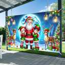 Christmas Backdrop Photography Background Santa Claus Elves Reindeer71x43 Inch Winter Wonderland Happy Holiday Family Party Birthday Glitter Merry Xmas Decoration Photo Booth Prop
