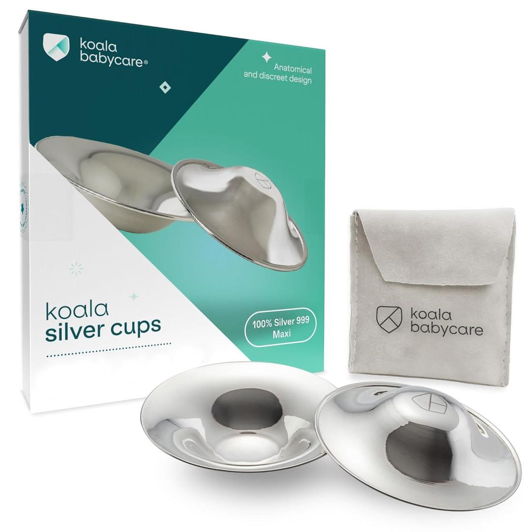 Koala Babycare The Original Nursing Cups 100% Silver  Nipple Shields for Nursing Newborn - Breastfeeding Essentials Protect and Soothe Cracked Nipples - Maxi Size