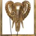 Newinhome Animal Heads Wall Decoration (Gift Metal Frame) Resin Animals Sculptures Head Wall Hanging Decor Gold vintage Wall Sculpture for Living Room Bedroom Office(Elephant)