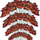 Vicenpal 100 Pieces Monarch Butterfly Stakes Monarch Butterfly for Day of The Dead Waterproof Garden Ornaments 4 Different Sizes 3D Dia De Los Muertos Decor Halloween Party Supplies