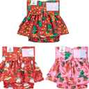 CuteBone Female Dog Diapers Christmas with Skirts 3 Pack Reusable Puppy Dresses Pants for Heat Cycle Period QBD15S